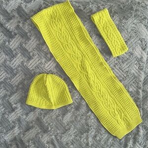 Sweet Pea Cable-knit 3 piece set Wool Blend Scarf, beanie hat, headband earmuffs
